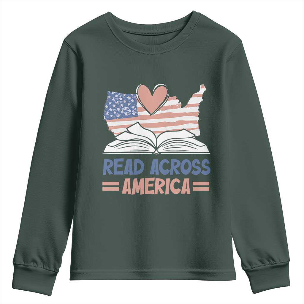 Funny National Reading Month Books Readers Youth Sweatshirt Reading Across America Teacher American Flag