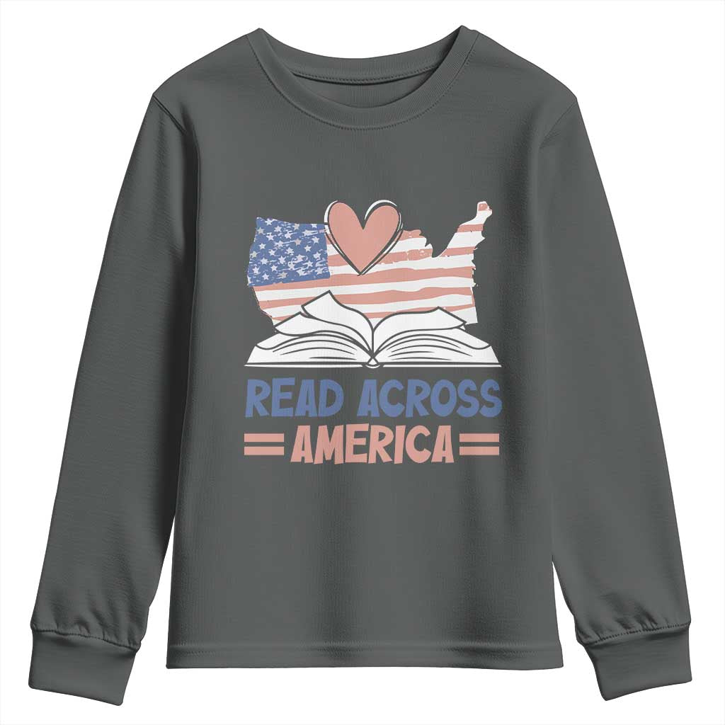 Funny National Reading Month Books Readers Youth Sweatshirt Reading Across America Teacher American Flag