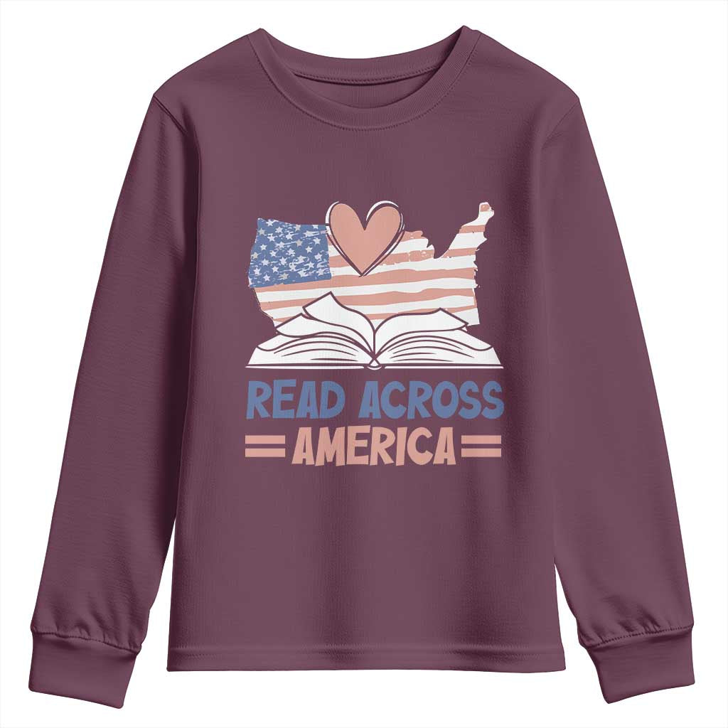 Funny National Reading Month Books Readers Youth Sweatshirt Reading Across America Teacher American Flag