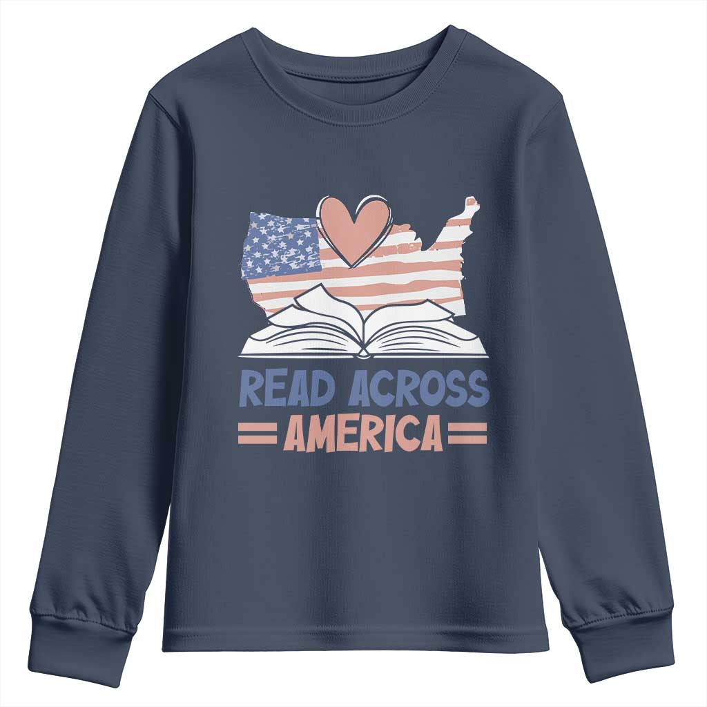 Funny National Reading Month Books Readers Youth Sweatshirt Reading Across America Teacher American Flag