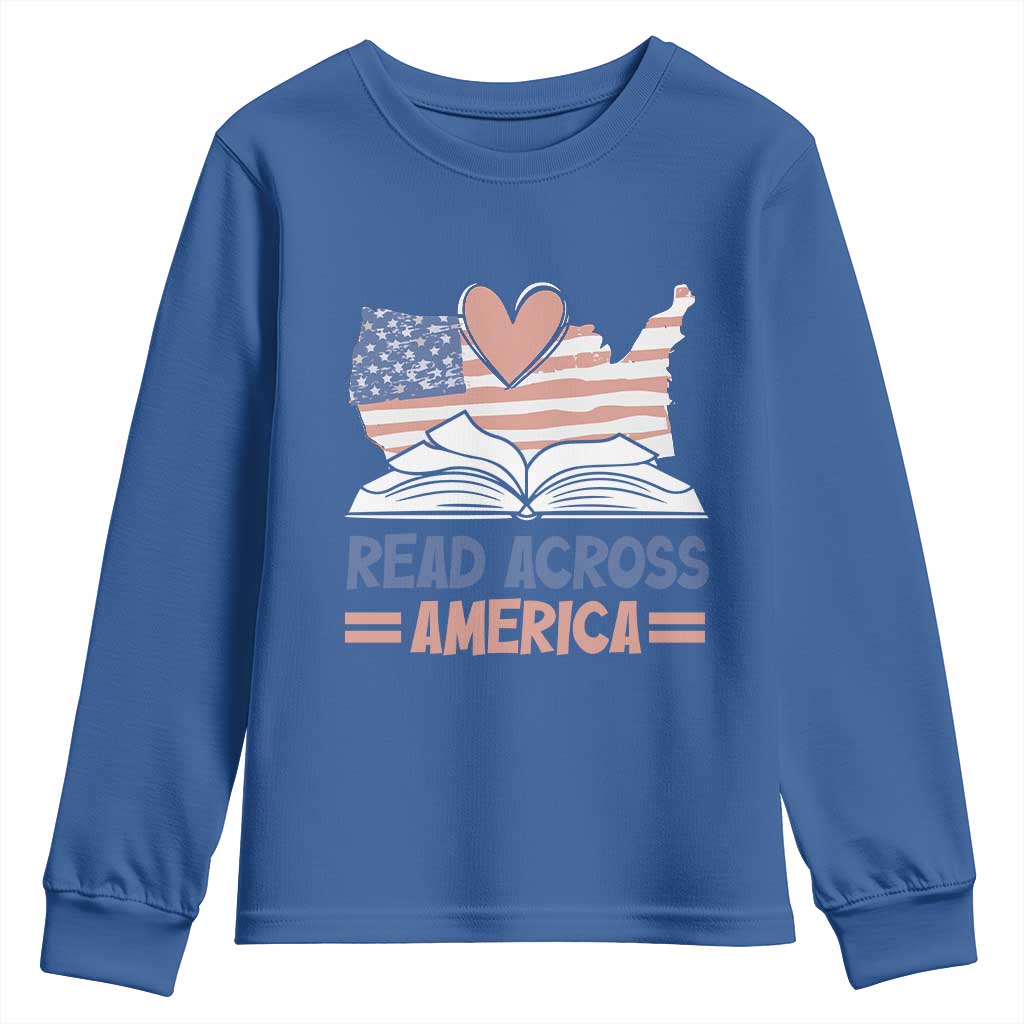 Funny National Reading Month Books Readers Youth Sweatshirt Reading Across America Teacher American Flag