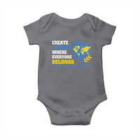 Down Syndrome Awareness Baby Onesie Create A World Where Everyone Belongs Heart