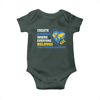 Down Syndrome Awareness Baby Onesie Create A World Where Everyone Belongs Heart