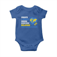 Down Syndrome Awareness Baby Onesie Create A World Where Everyone Belongs Heart