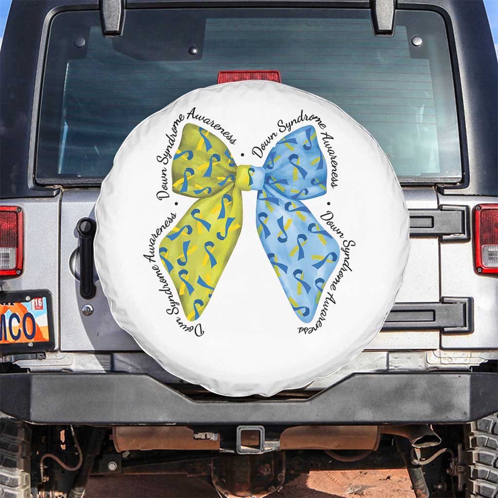 Down Syndrome Awareness Coquette Bow Ribbon Spare Tire Cover