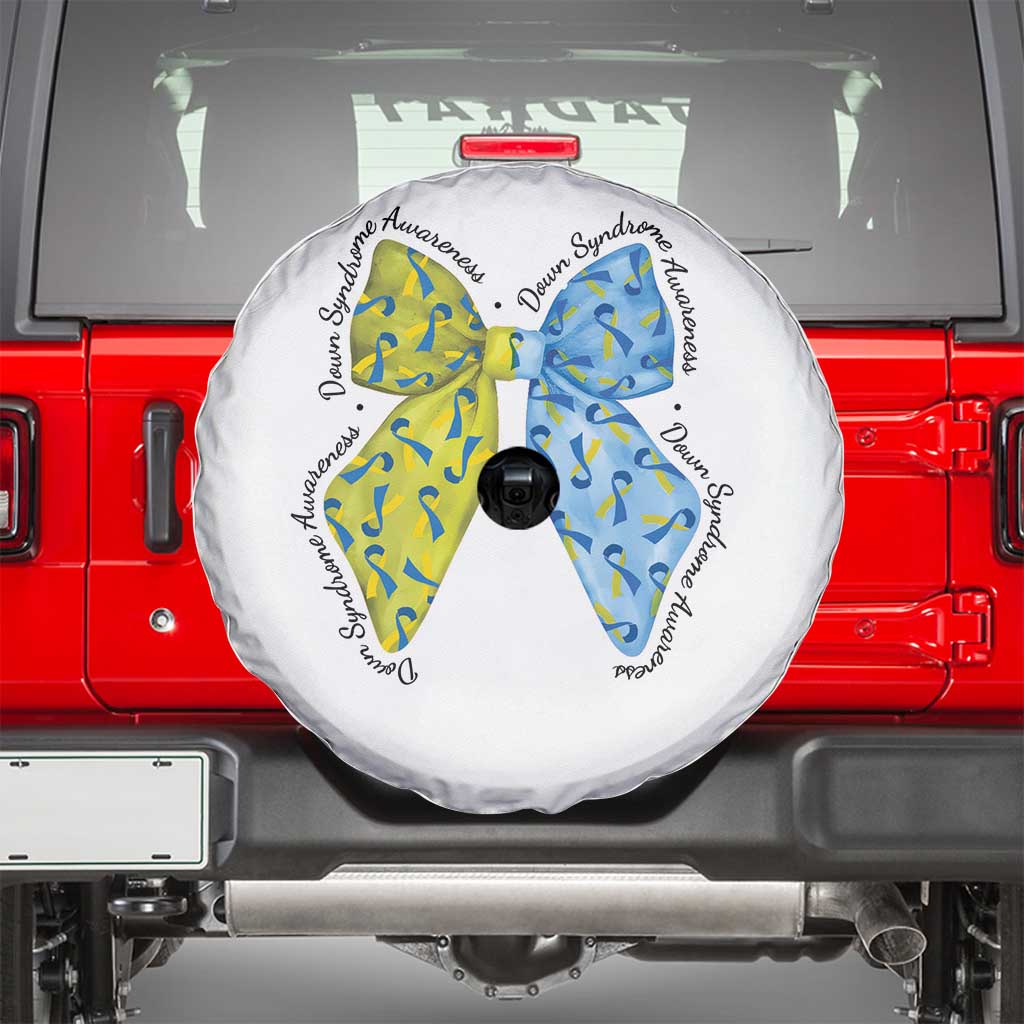 Down Syndrome Awareness Coquette Bow Ribbon Spare Tire Cover
