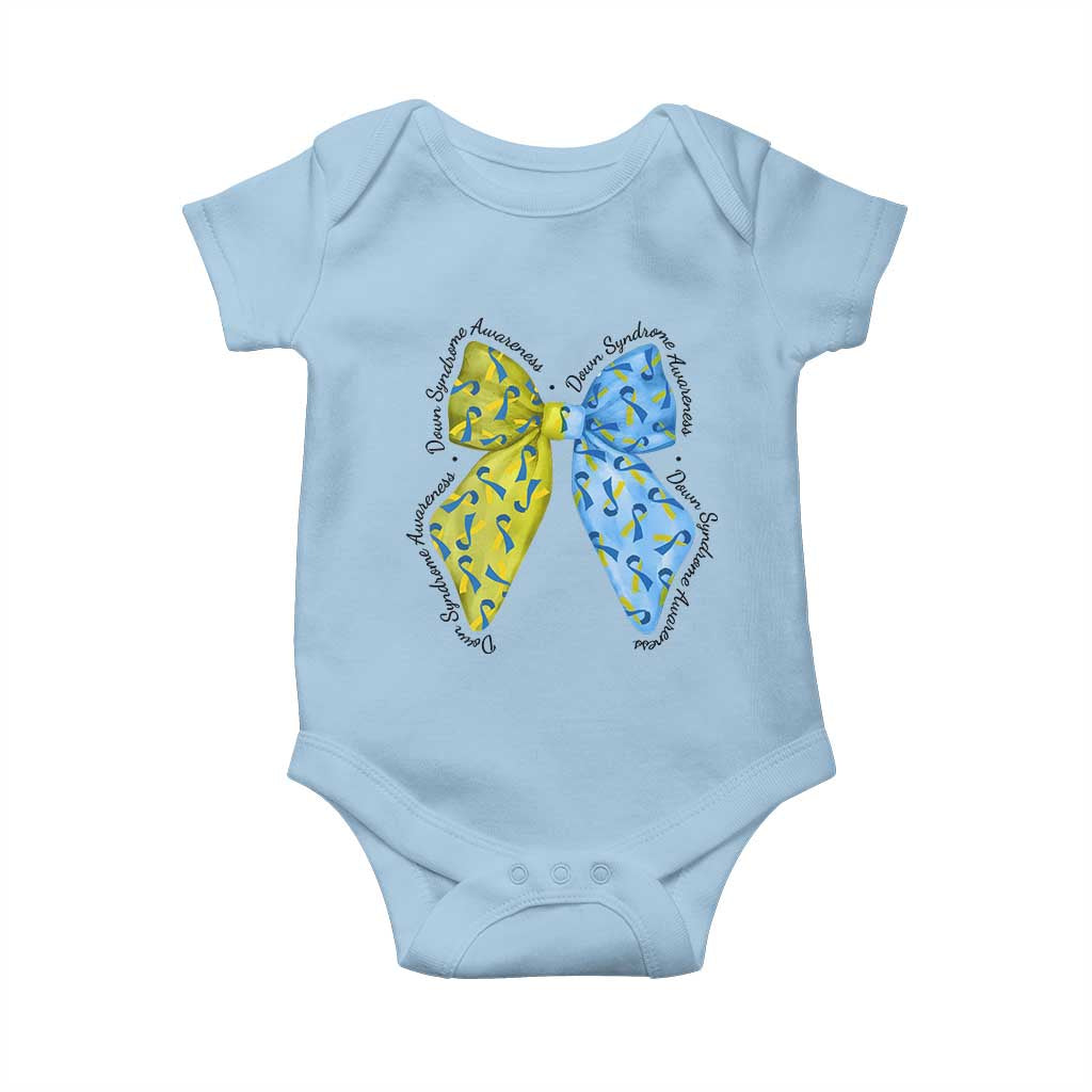 Down Syndrome Awareness Coquette Bow Ribbon Baby Onesie