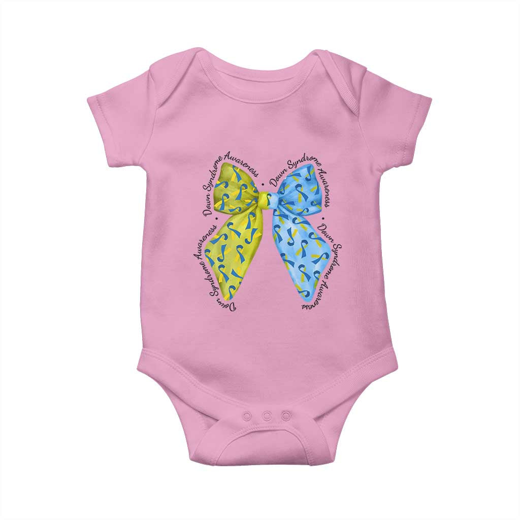 Down Syndrome Awareness Coquette Bow Ribbon Baby Onesie