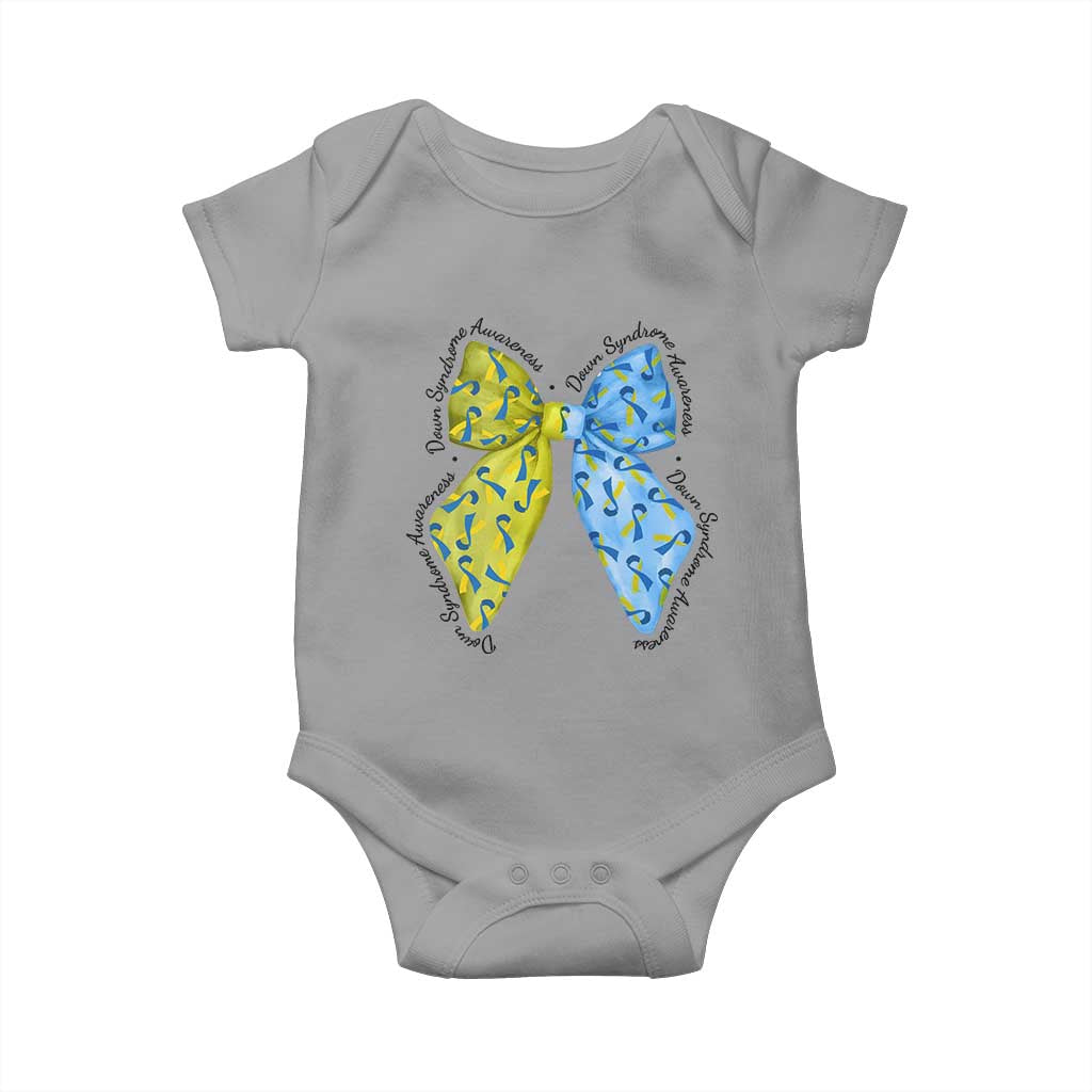 Down Syndrome Awareness Coquette Bow Ribbon Baby Onesie