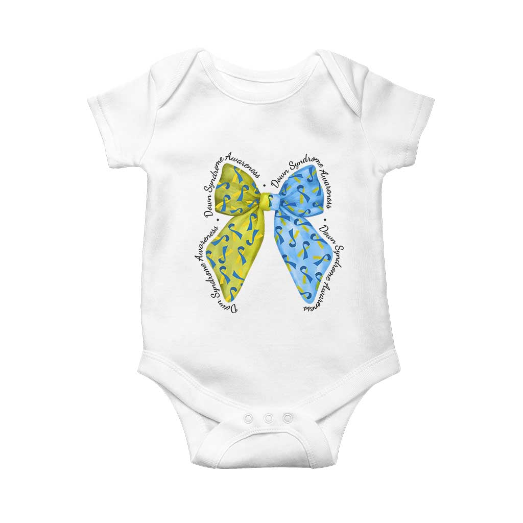 Down Syndrome Awareness Coquette Bow Ribbon Baby Onesie