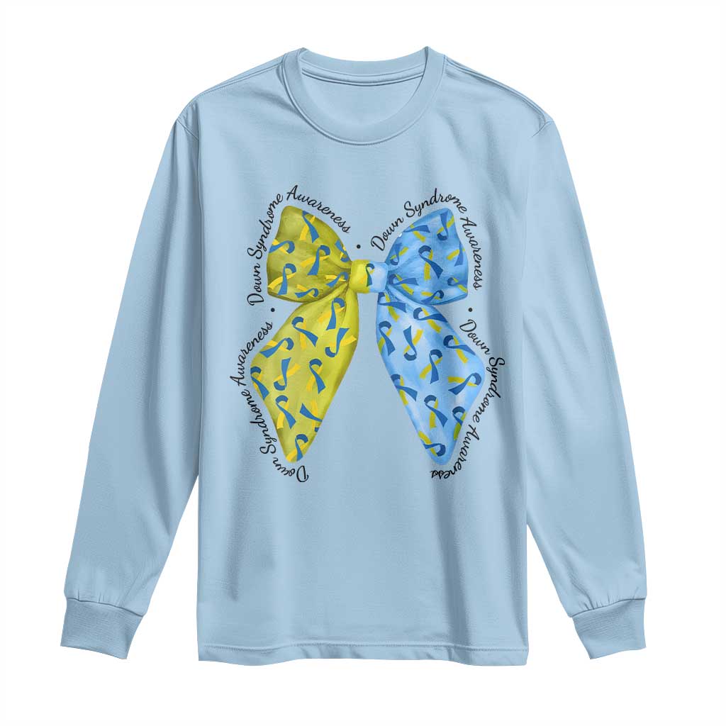 Down Syndrome Awareness Coquette Bow Ribbon Long Sleeve Shirt