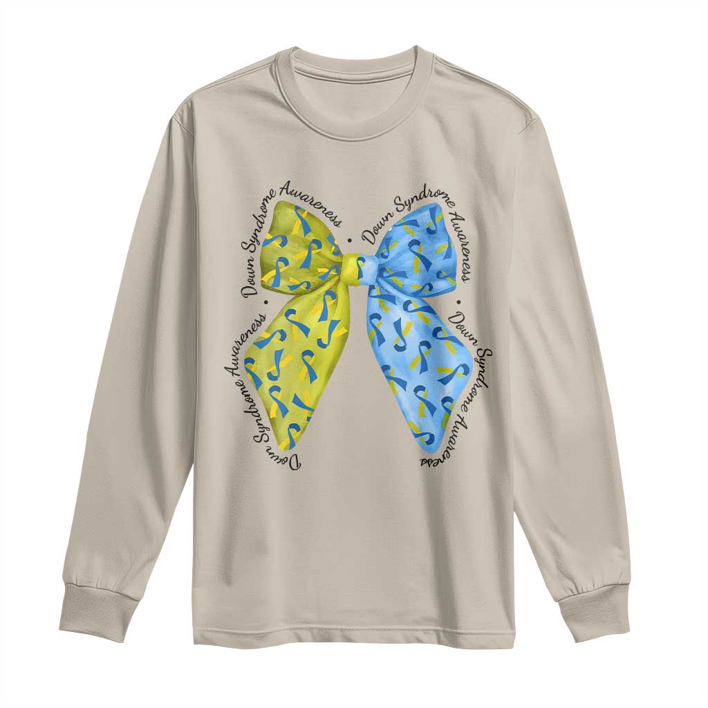 Down Syndrome Awareness Coquette Bow Ribbon Long Sleeve Shirt