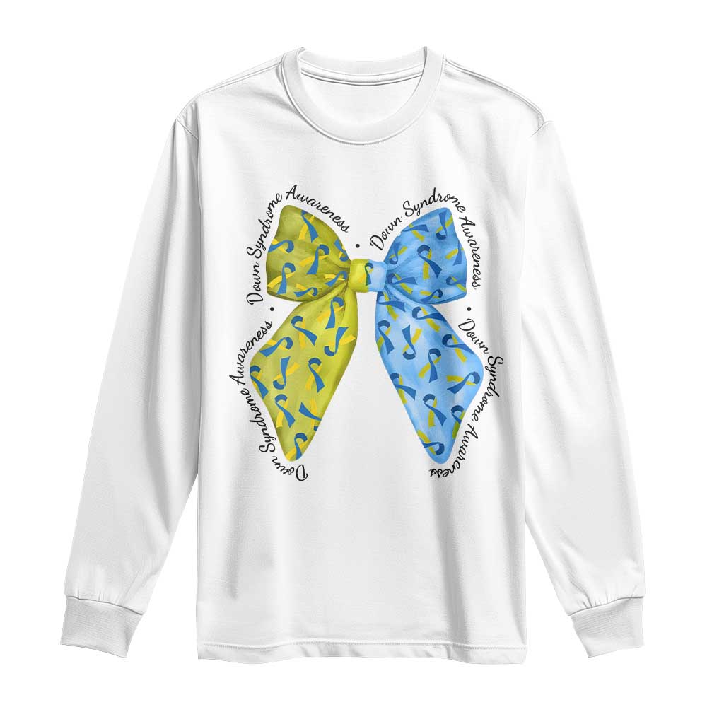 Down Syndrome Awareness Coquette Bow Ribbon Long Sleeve Shirt
