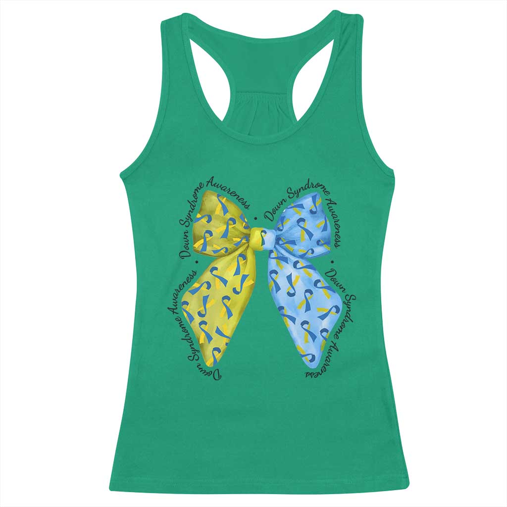 Down Syndrome Awareness Coquette Bow Ribbon Racerback Tank Top