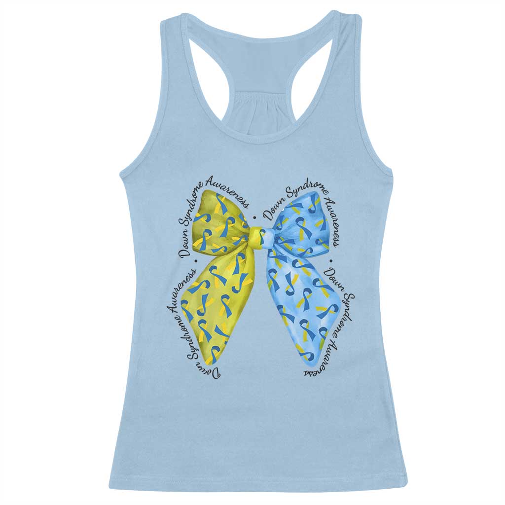 Down Syndrome Awareness Coquette Bow Ribbon Racerback Tank Top