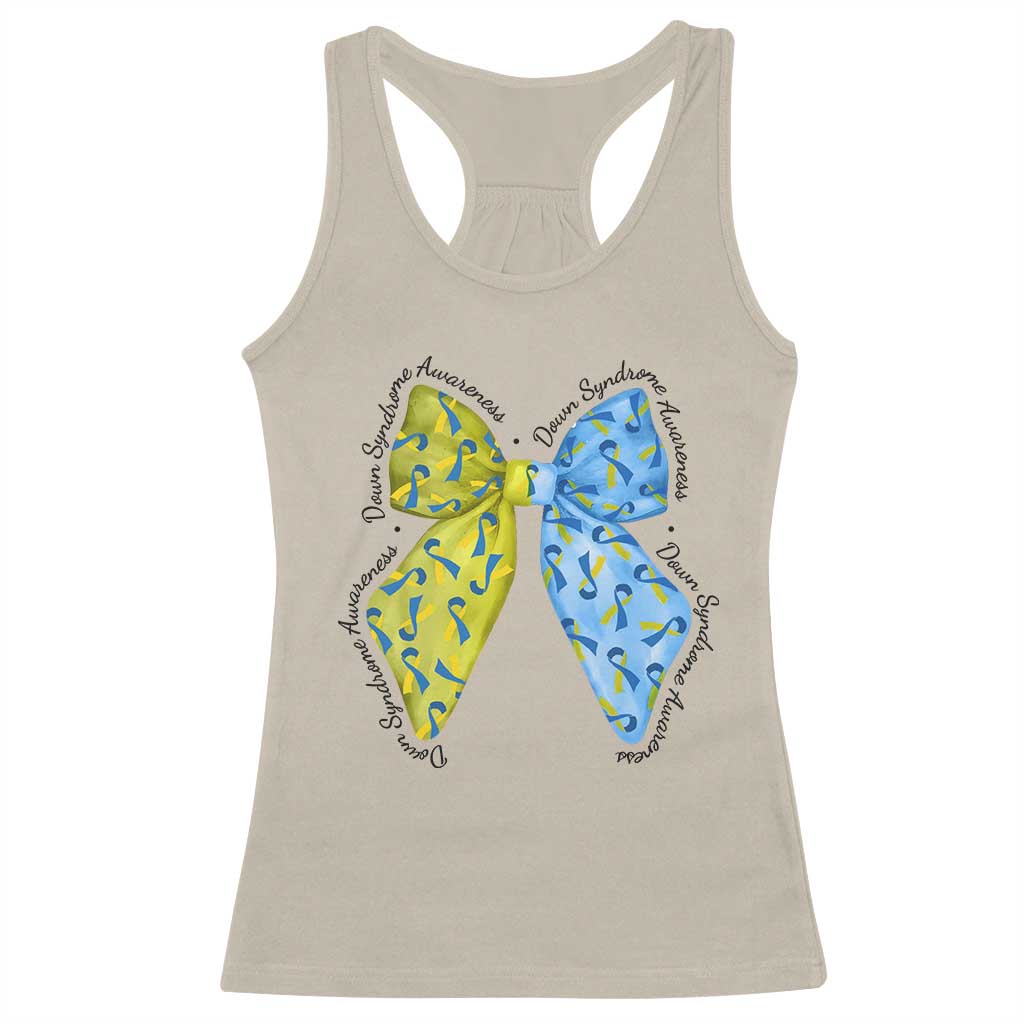 Down Syndrome Awareness Coquette Bow Ribbon Racerback Tank Top