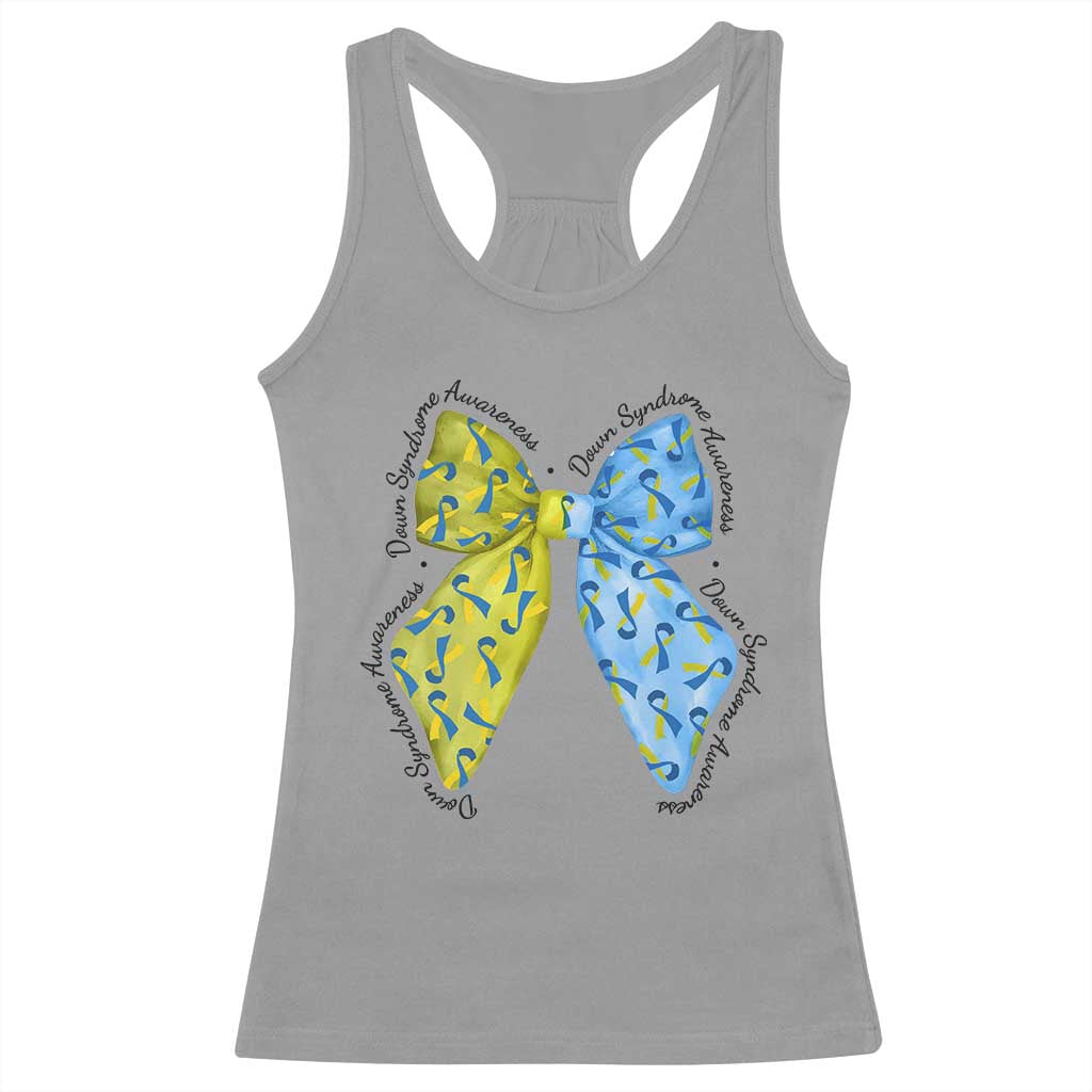 Down Syndrome Awareness Coquette Bow Ribbon Racerback Tank Top