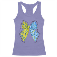 Down Syndrome Awareness Coquette Bow Ribbon Racerback Tank Top