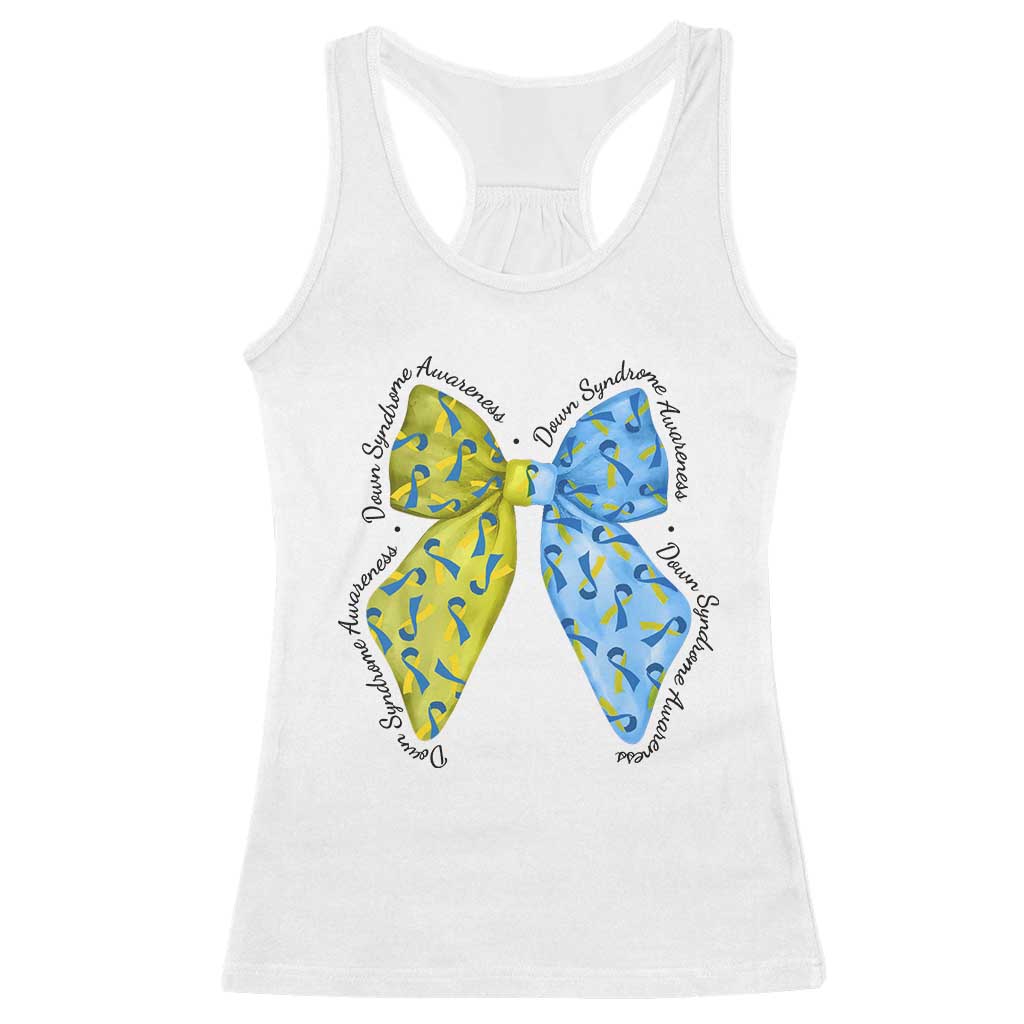 Down Syndrome Awareness Coquette Bow Ribbon Racerback Tank Top
