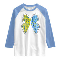 Down Syndrome Awareness Coquette Bow Ribbon Raglan Shirt