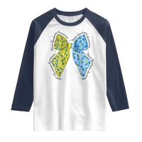 Down Syndrome Awareness Coquette Bow Ribbon Raglan Shirt