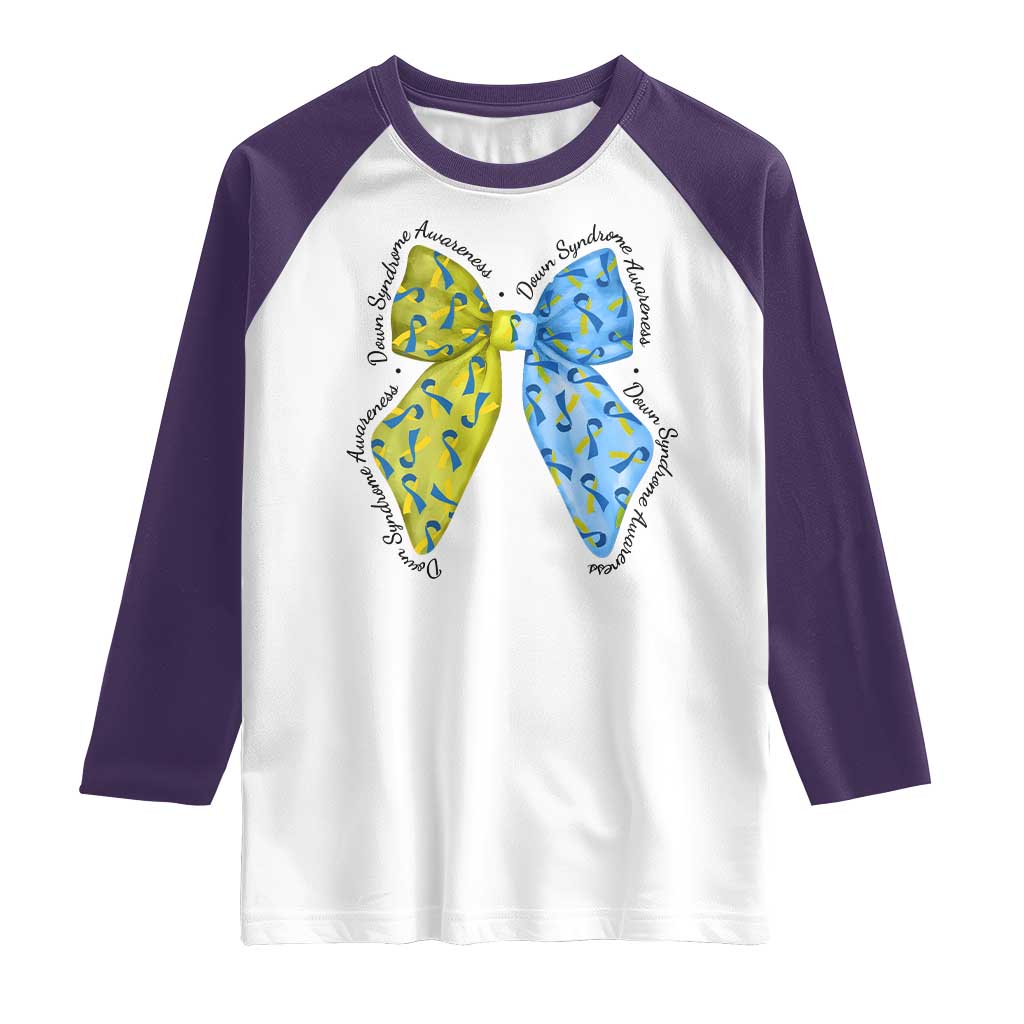Down Syndrome Awareness Coquette Bow Ribbon Raglan Shirt