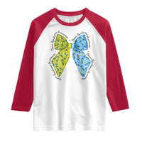 Down Syndrome Awareness Coquette Bow Ribbon Raglan Shirt