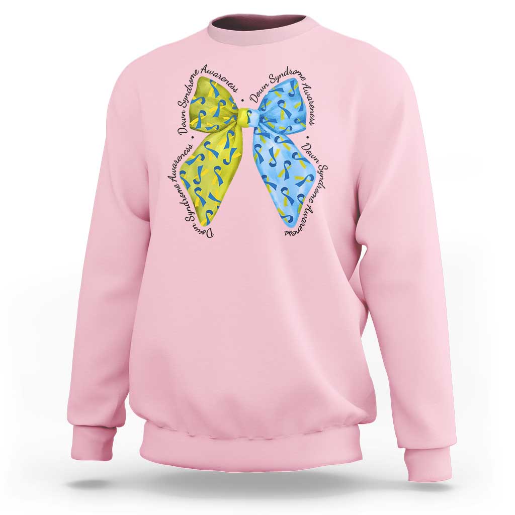 Down Syndrome Awareness Coquette Bow Ribbon Sweatshirt