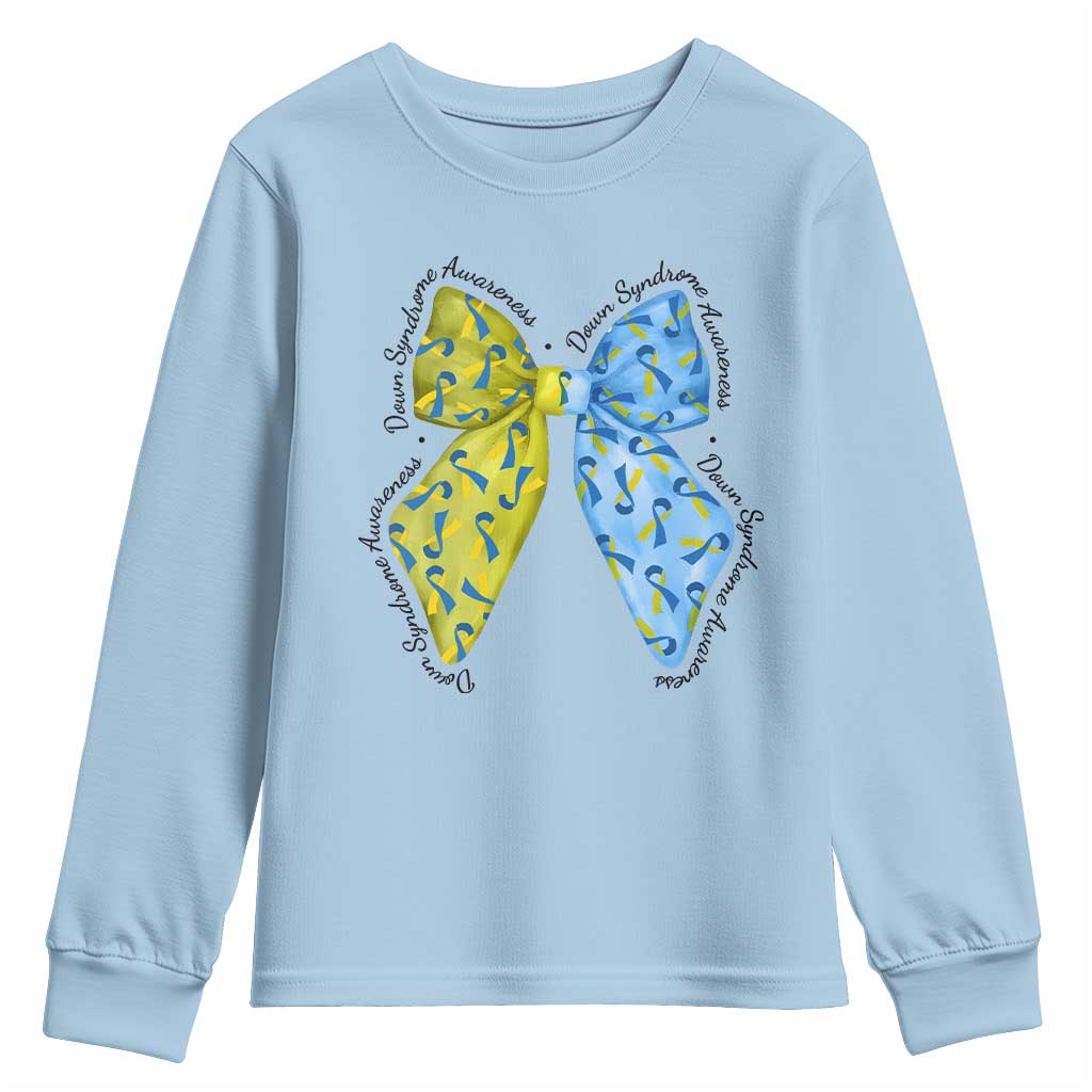 Down Syndrome Awareness Coquette Bow Ribbon Youth Sweatshirt