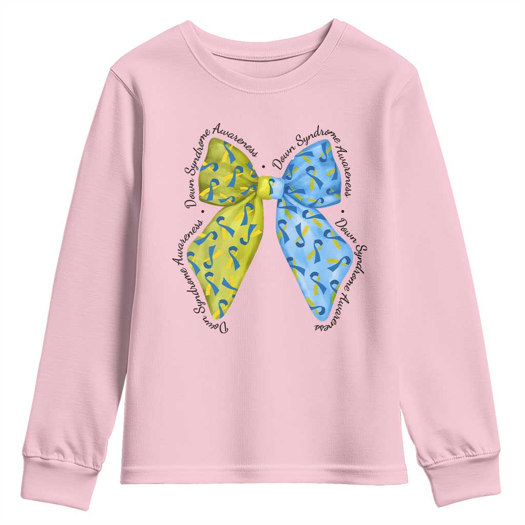 Down Syndrome Awareness Coquette Bow Ribbon Youth Sweatshirt