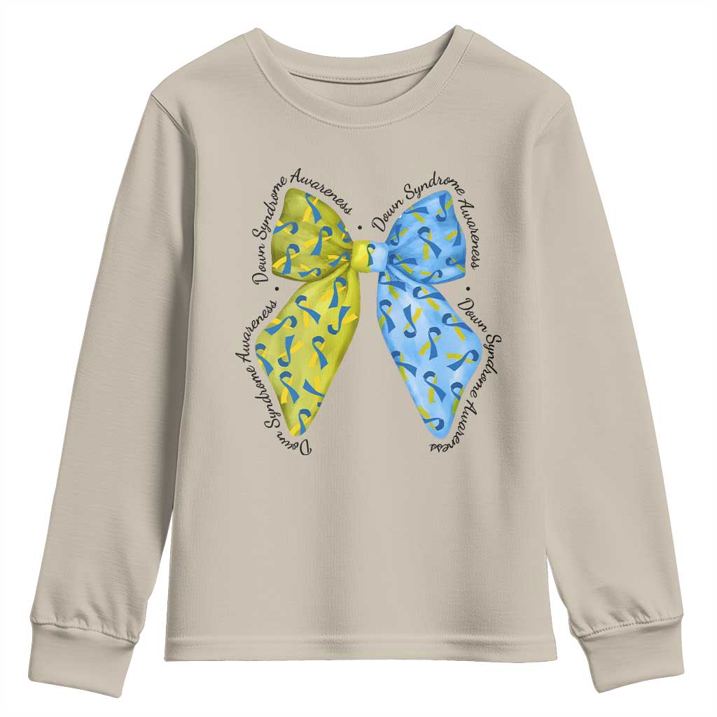 Down Syndrome Awareness Coquette Bow Ribbon Youth Sweatshirt