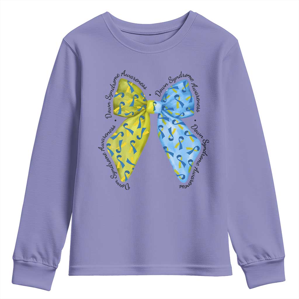 Down Syndrome Awareness Coquette Bow Ribbon Youth Sweatshirt