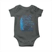Colon Cancer Awareness Baby Onesie We Don't Know How Strong We Are Until Being Strong Feathers