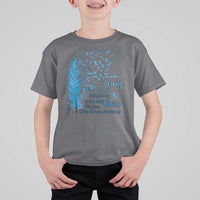 Colon Cancer Awareness T Shirt For Kid We Don't Know How Strong We Are Until Being Strong Feathers