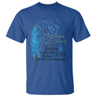 Colon Cancer Awareness T Shirt We Don't Know How Strong We Are Until Being Strong Feathers