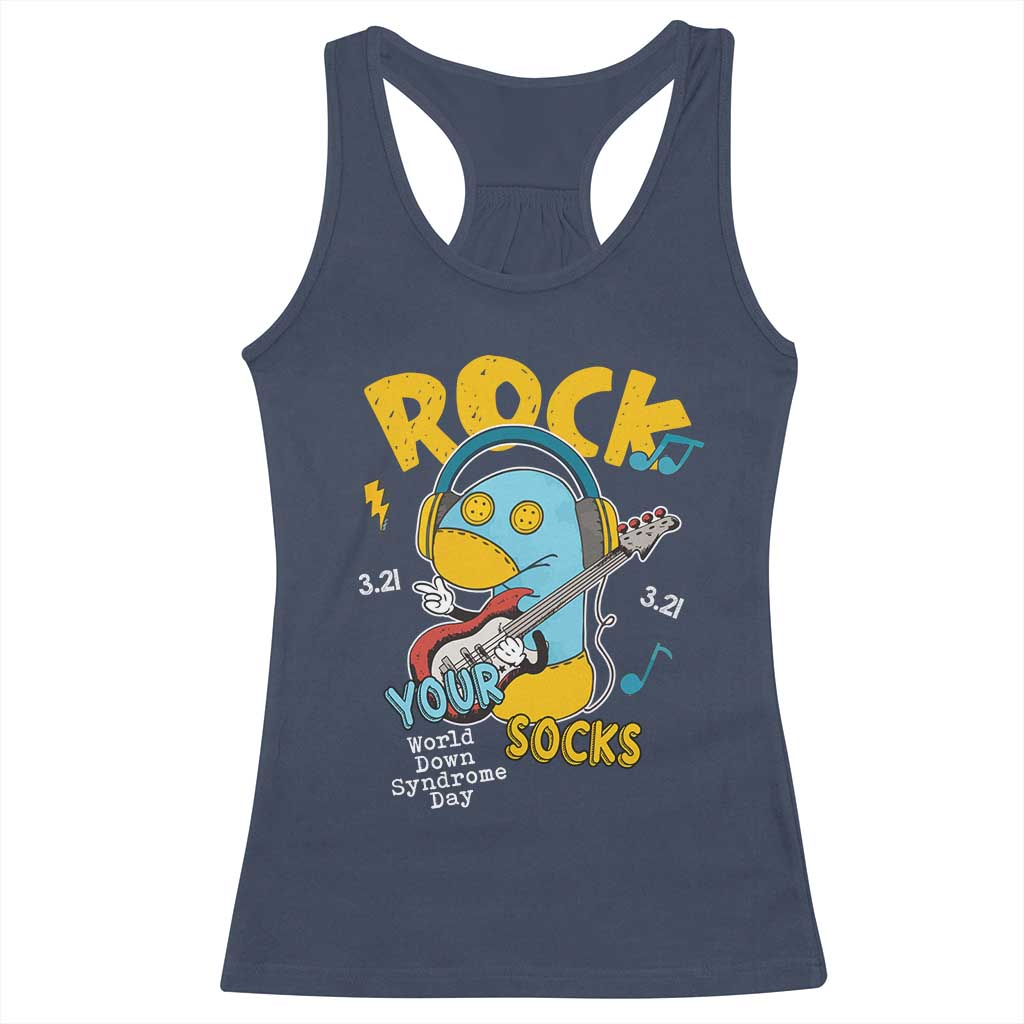 Funny Rock Your Socks Racerback Tank Top World Down Syndrome Day WDSD