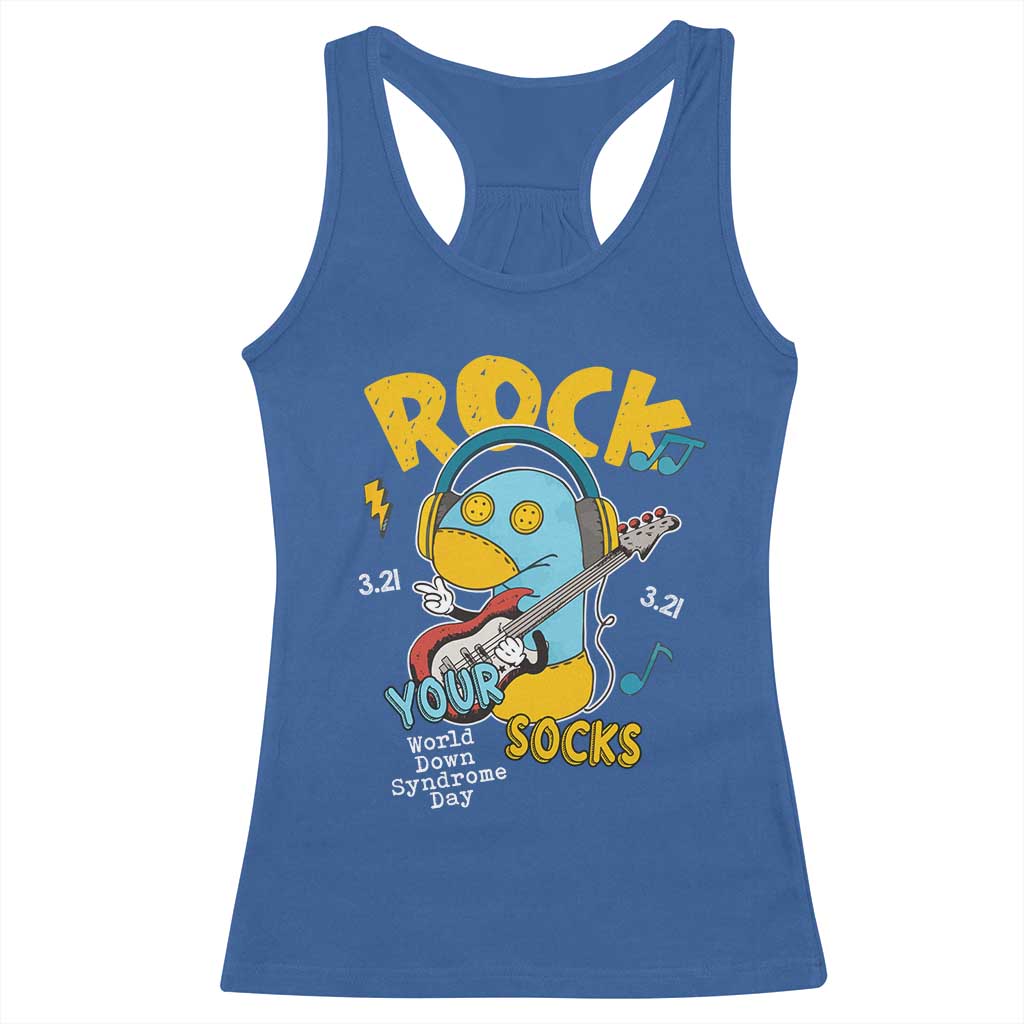 Funny Rock Your Socks Racerback Tank Top World Down Syndrome Day WDSD