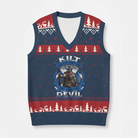 Kilt Because When God Looks Down He Knows To Be Proud And When The Devil Looks Up He Knows To Be Afraid V-Neck Knit Sweater Vest - Wonder Print Shop