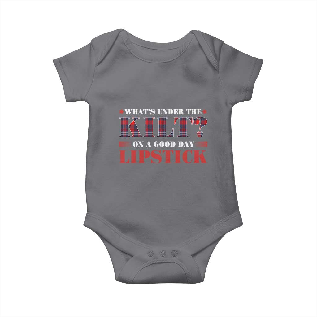 Funny Scottish Pride Baby Onesie What's Under The Kilt On A Good Day Lipstick Tartan