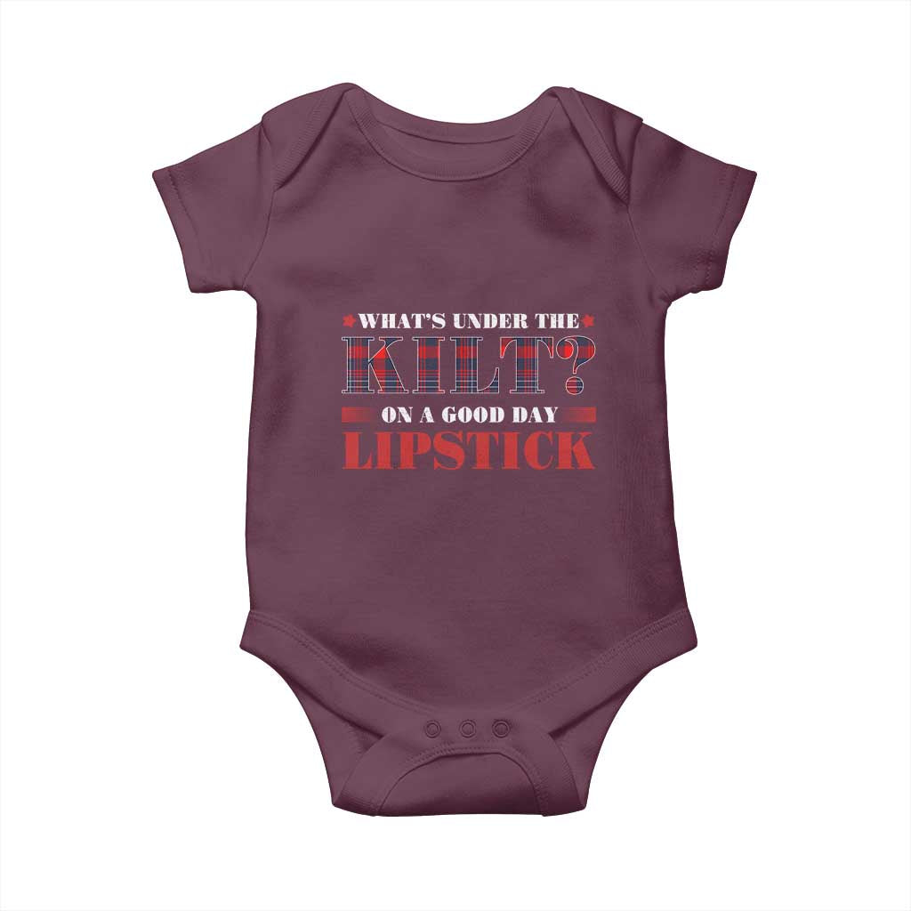 Funny Scottish Pride Baby Onesie What's Under The Kilt On A Good Day Lipstick Tartan