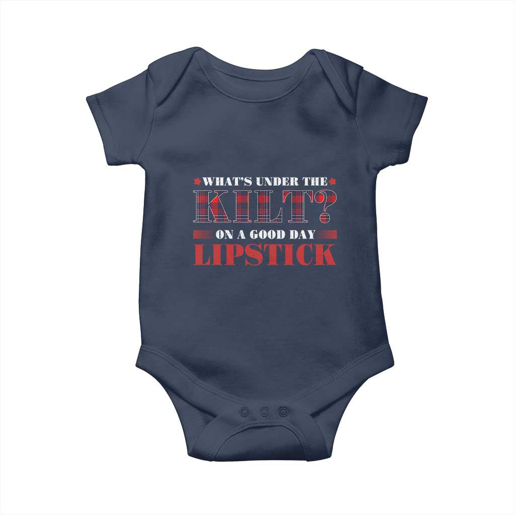Funny Scottish Pride Baby Onesie What's Under The Kilt On A Good Day Lipstick Tartan