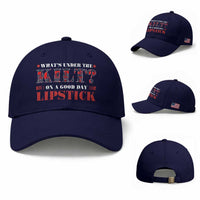 Funny Scottish Pride Baseball Cap What's Under The Kilt On A Good Day Lipstick Tartan