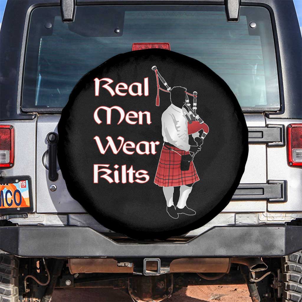 Funny Scottish Pride Spare Tire Cover Real Men Wear Kits Tartan Bagpipe