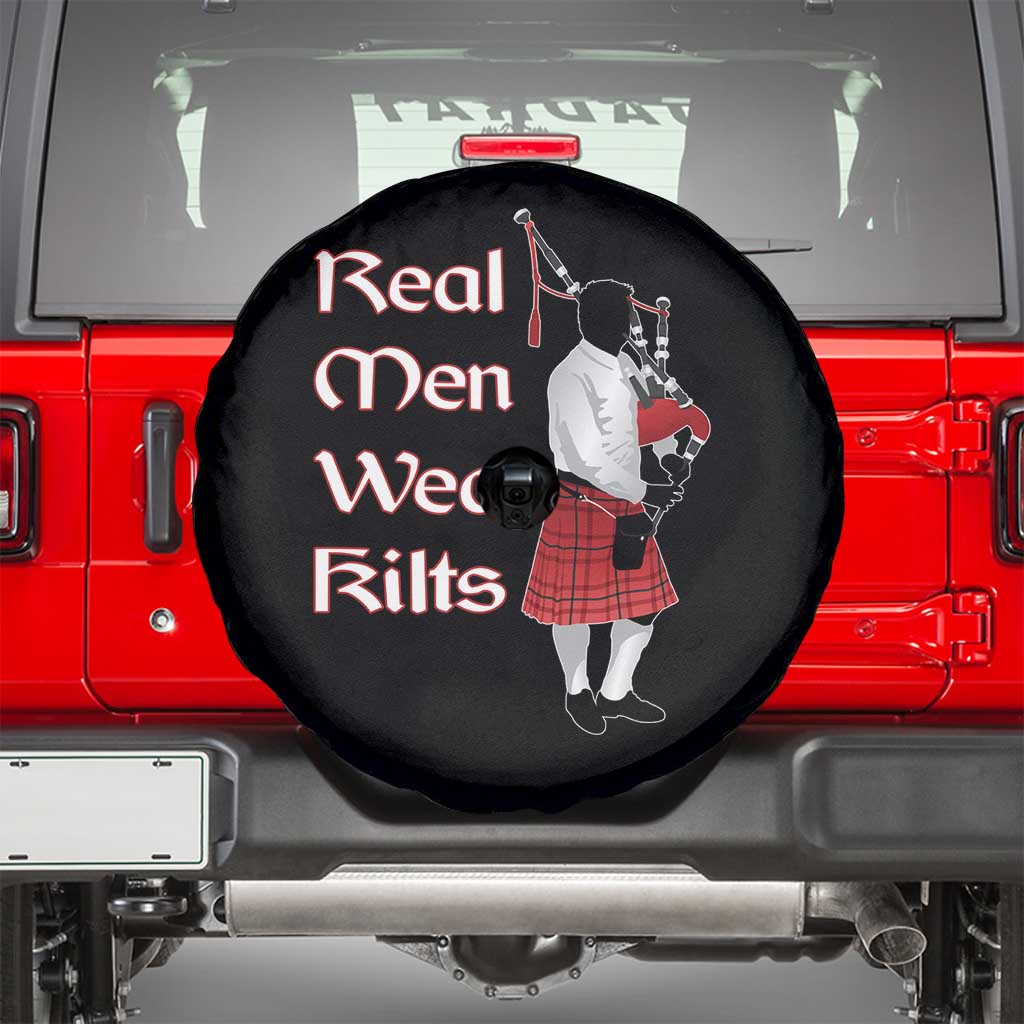 Funny Scottish Pride Spare Tire Cover Real Men Wear Kits Tartan Bagpipe