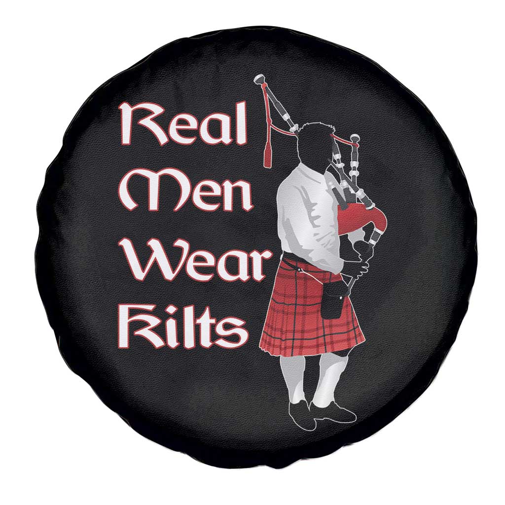 Funny Scottish Pride Spare Tire Cover Real Men Wear Kits Tartan Bagpipe