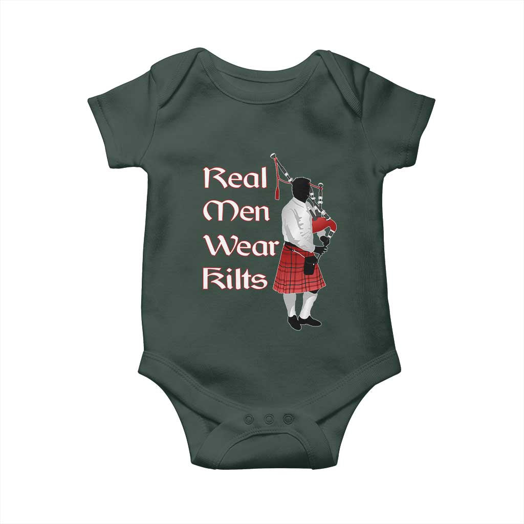 Funny Scottish Pride Baby Onesie Real Men Wear Kits Tartan Bagpipe