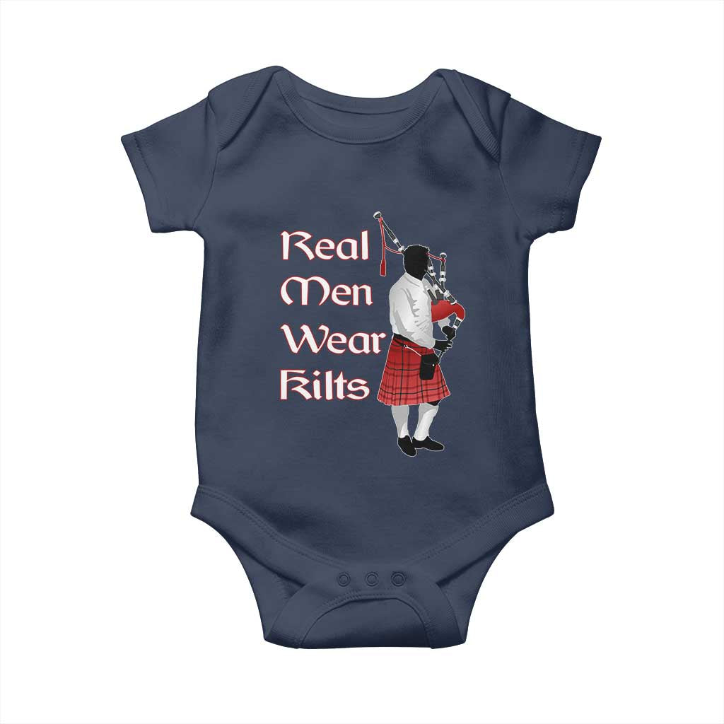 Funny Scottish Pride Baby Onesie Real Men Wear Kits Tartan Bagpipe