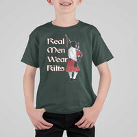Funny Scottish Pride T Shirt For Kid Real Men Wear Kits Tartan Bagpipe