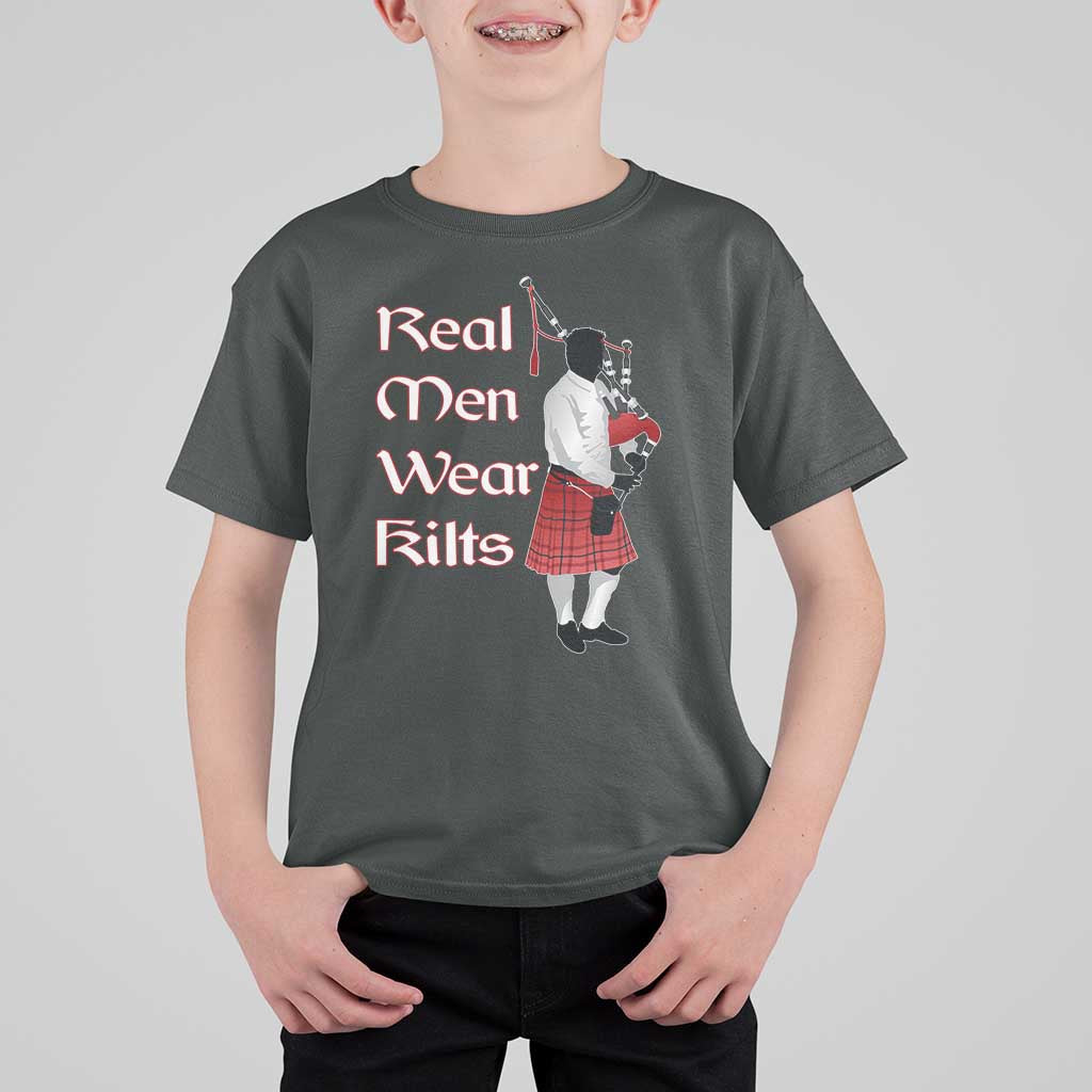 Funny Scottish Pride T Shirt For Kid Real Men Wear Kits Tartan Bagpipe