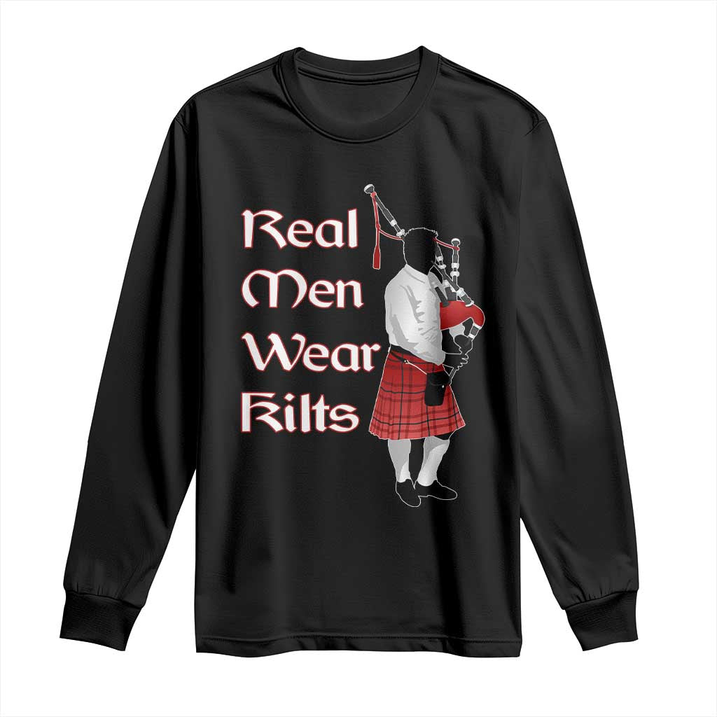 Funny Scottish Pride Long Sleeve Shirt Real Men Wear Kits Tartan Bagpipe